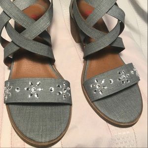 Jellypop ABBY strappy block heel, denim look